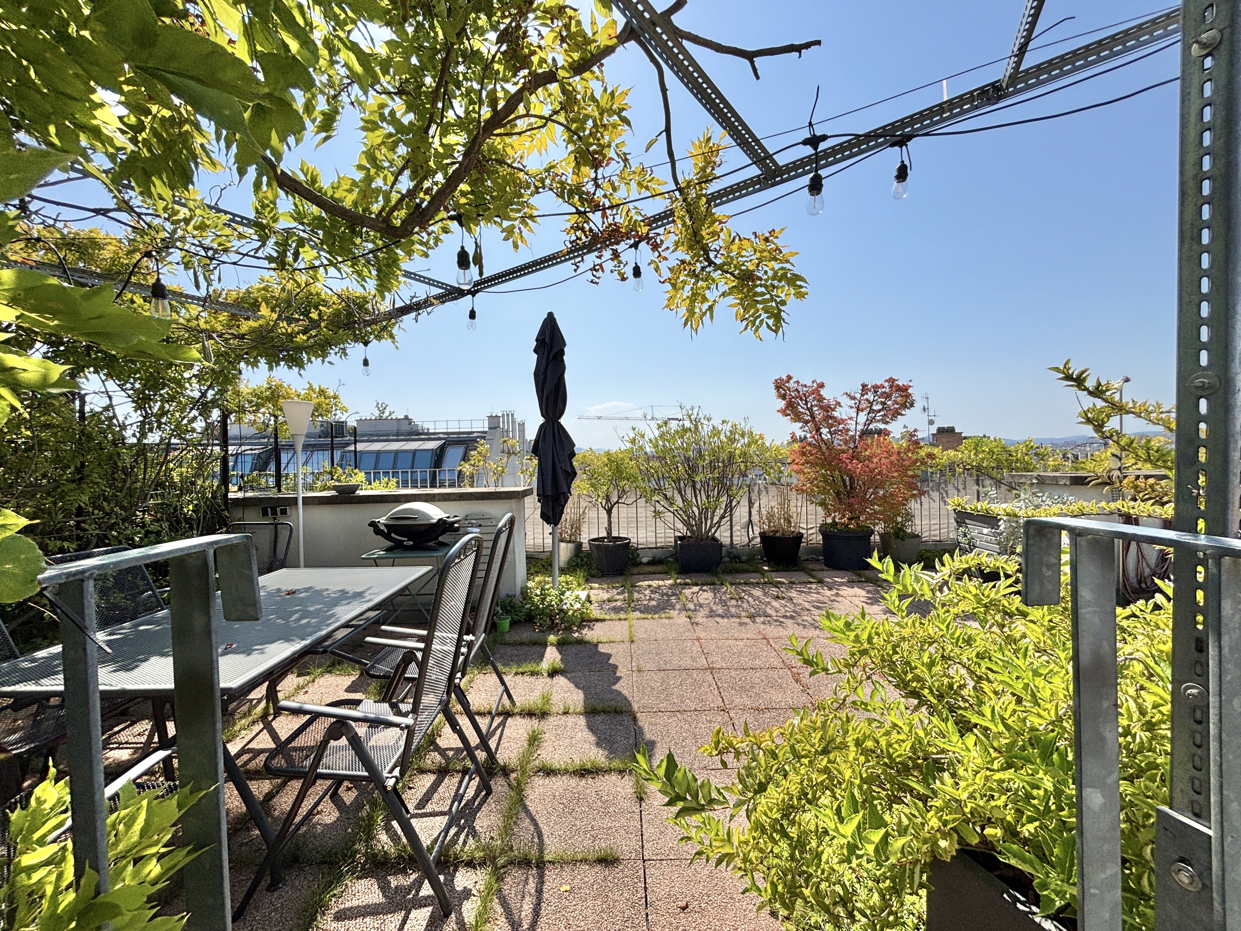 Grner Dachgarten mit Blick ber Wien I exklusive DG - Wohnung I Grozgige Fensterflchen mit Rolllden I Klimaanlage
