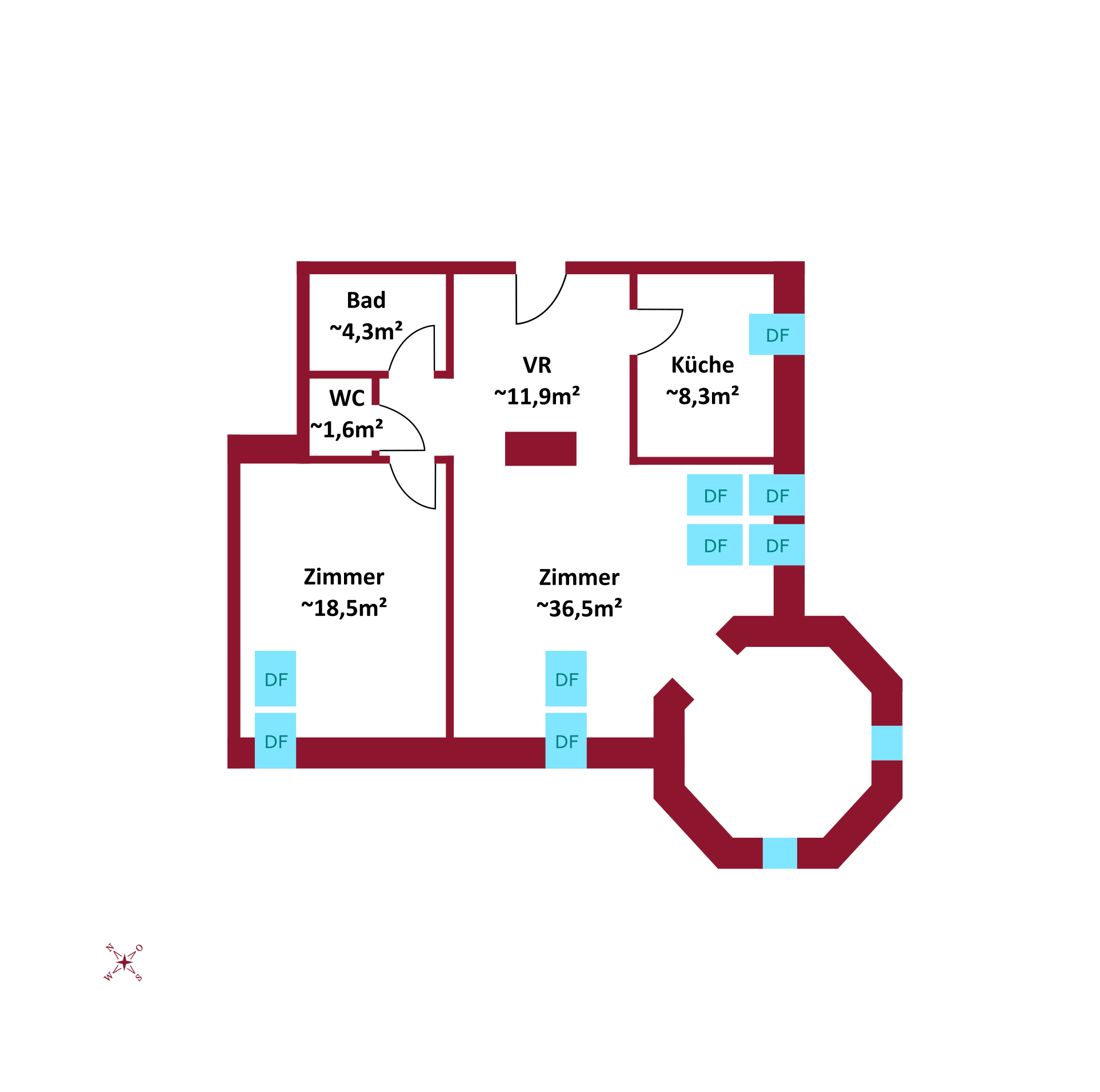 Dachgeschoss-Turm-Wohnung mit 5 Meter Raumhhe | ca. 2.000 m Garten zur allgemeinen Nutzung I freie Mietzinsbildung I  /  / 2500 Baden / Bild 7